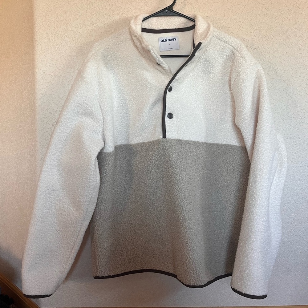 Old Navy Teddy Pullover - Cream and White - Picture 2 of 7